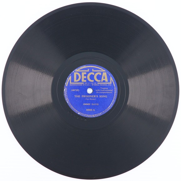Jimmie Davis The Prisoner's Song/I Told You So 1941 10" 78 rpm Record Decca 5966 - Picture 2 of 6